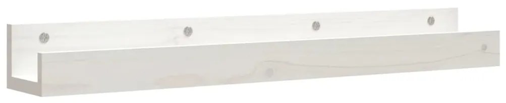 Prateleiras de parede 2 pcs 80x12x9 cm pinho maciço branco