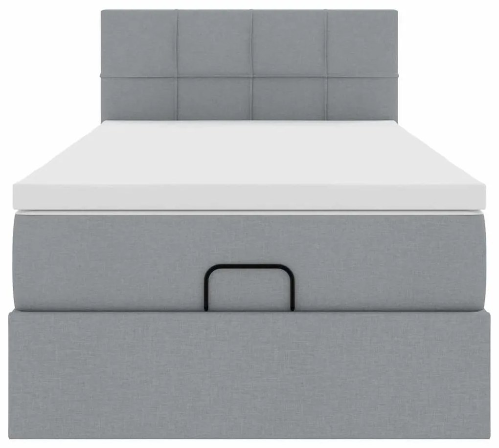 Estrutura cama otomana colchão 90x190 cm tecido cinzento claro