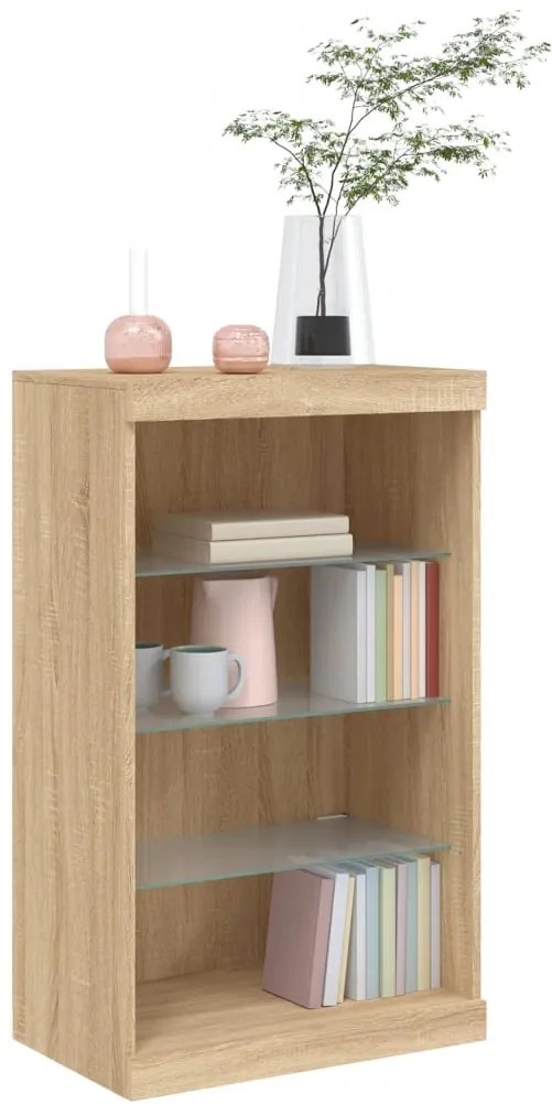 Aparador com luzes LED 60,5x37x100 cm carvalho sonoma