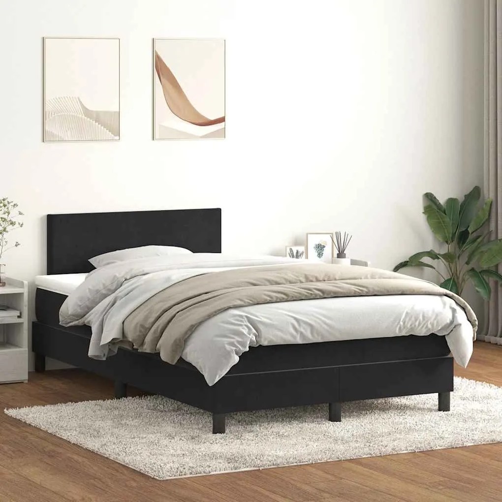 vidaXL Cama box spring c/ colchão e LED 120x220 cm veludo preto