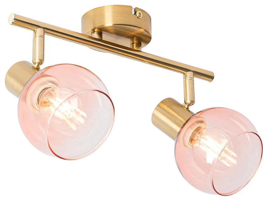 LED Foco inteligente dourado com vidro cor-de-rosa incl. 2 Wifi P45 - Vidro Art Deco