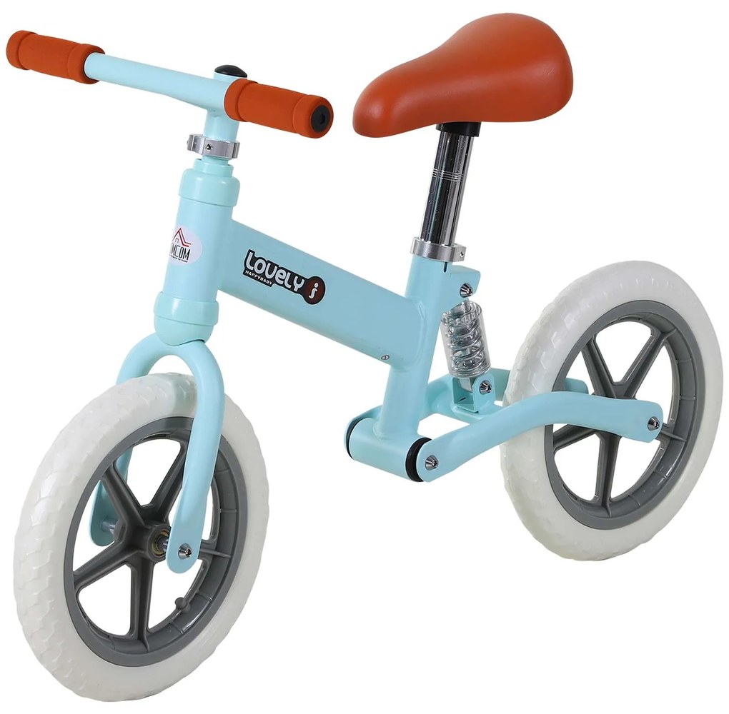 HOMCOM Bicicleta sem Pedais com Assento Ajustável Rodas Antiderrapantes 85x36x54cm Azul