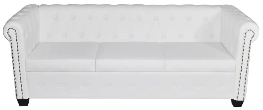 Conjunto sofás Chesterfield 2 + 3 lugares couro artific. branco