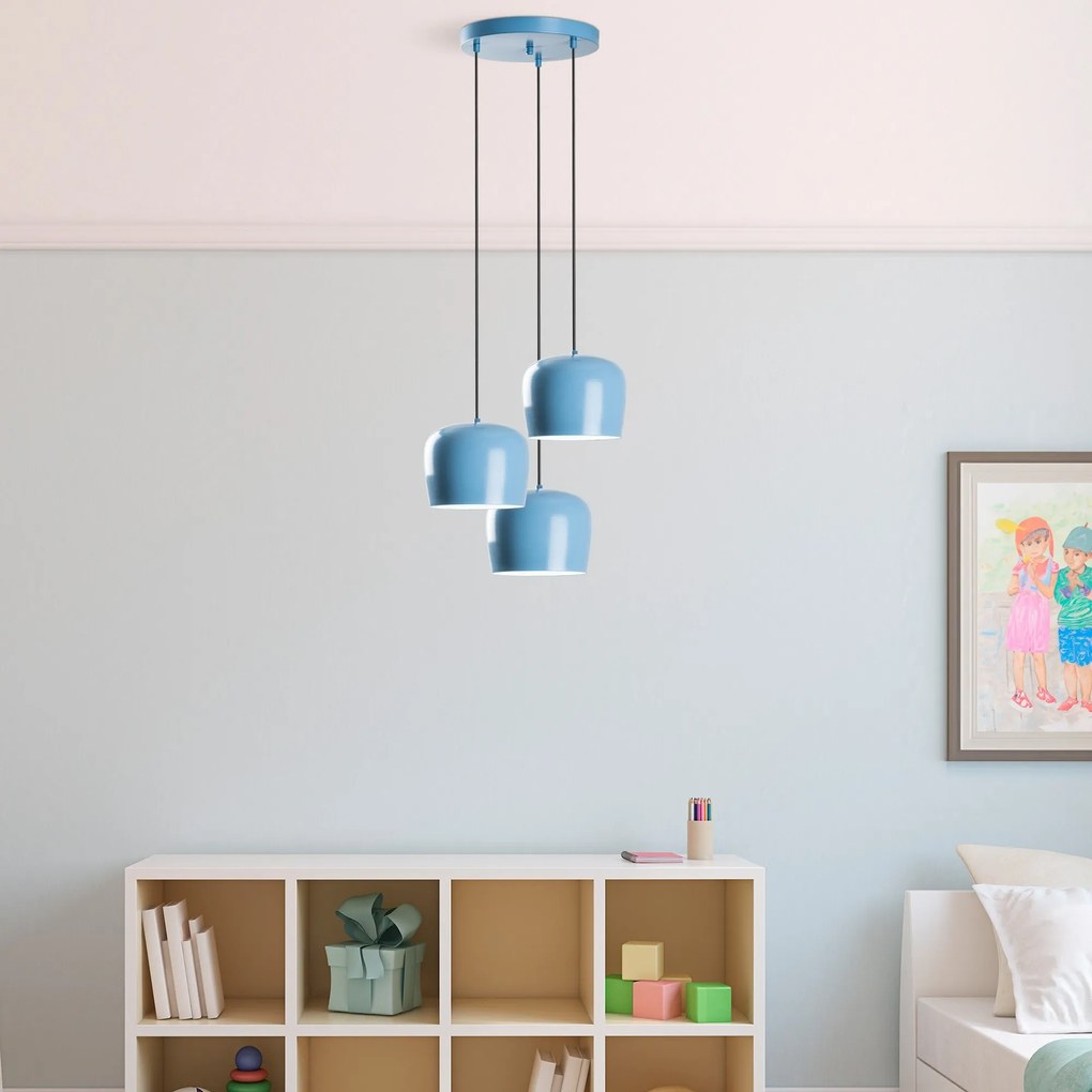 Candeeiro Suspenso Yozgat – Azul Claro – Ø45 cm