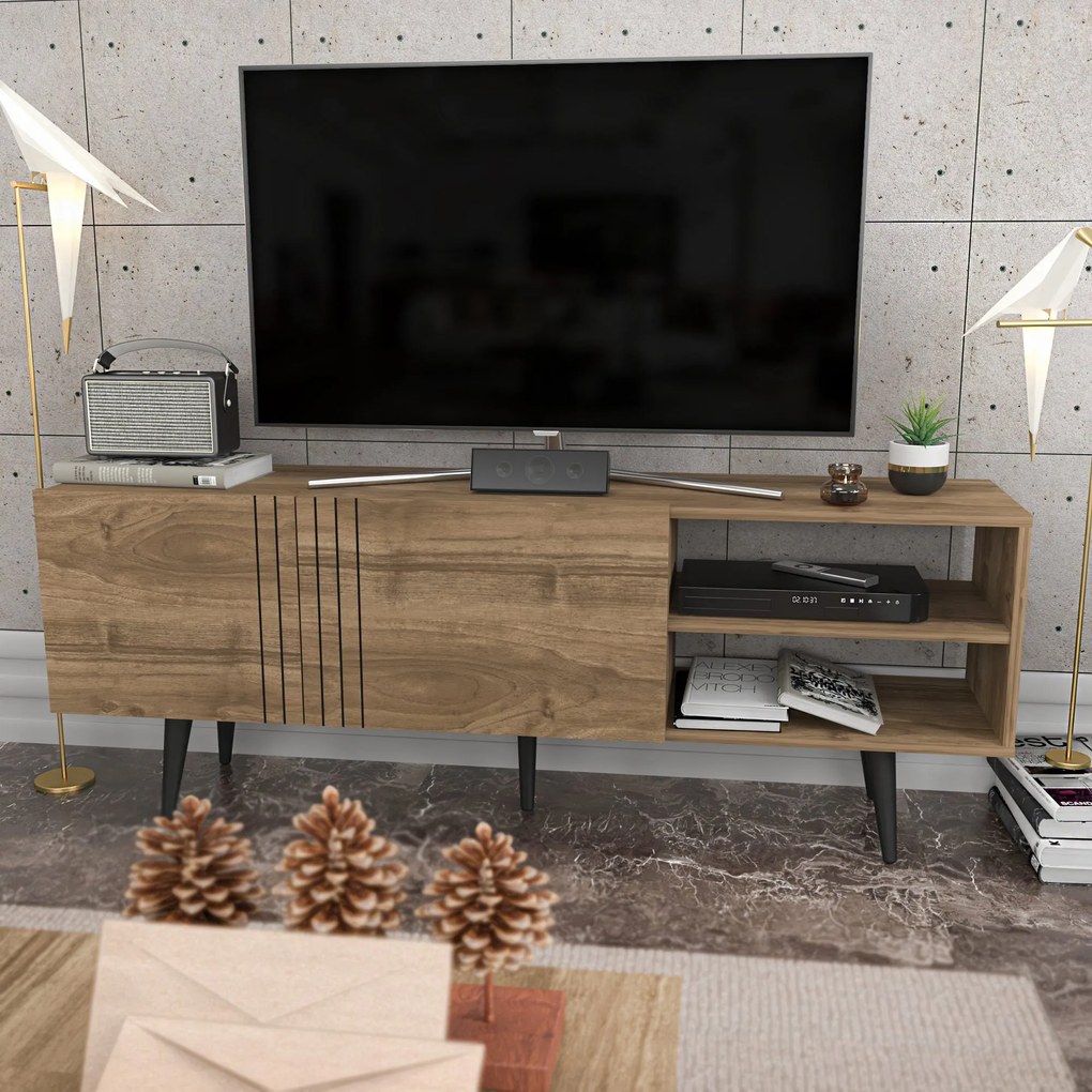 Móvel TV Ronas – Nogueira – 160x35x38,6 cm