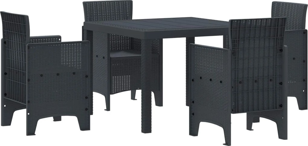 vidaXL Conjunto de Jantar para Jardim 5 pcs Antracite Polipropileno