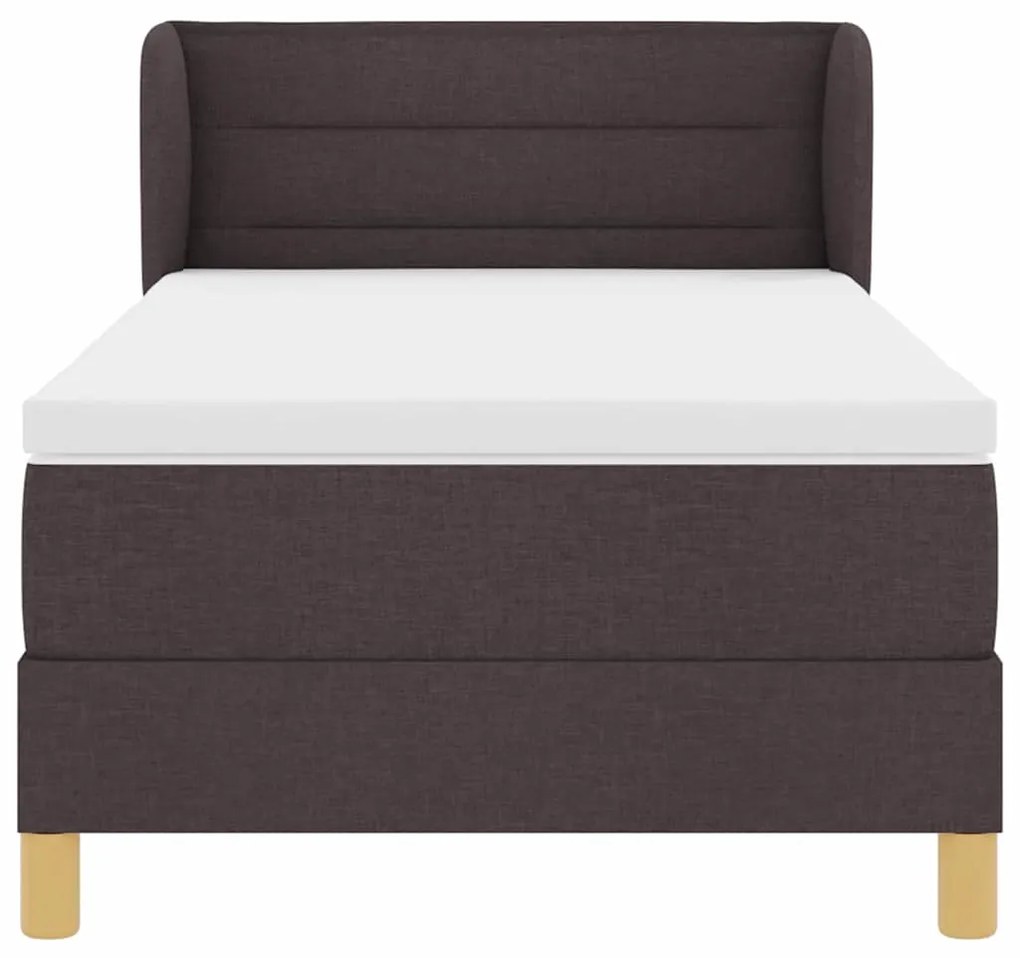Cama Box Spring vidaXL com Colchão Castanho Escuro 90x200 cm Tecido