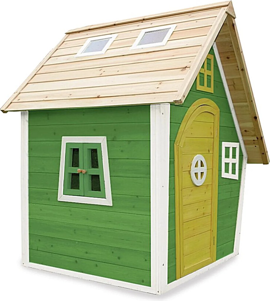 Casa de brincar exterior para crianças Fantasia 100 em madeira Verde