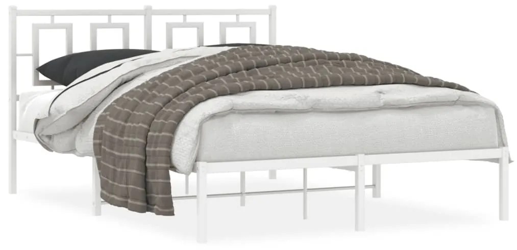 vidaXL Estrutura de cama com cabeceira 135x190 cm metal branco