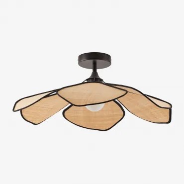 Luminária De Teto Benavid Ø75 Cm & Ráfia Natural - Preto - Sklum