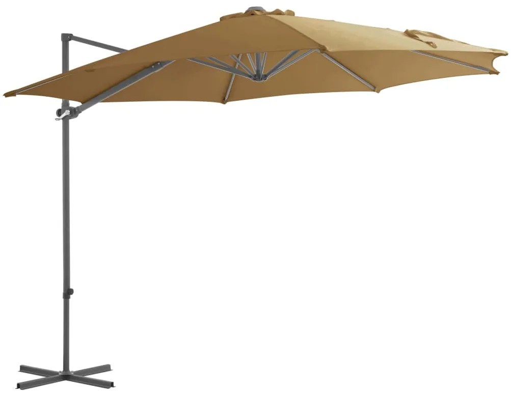 Guarda-sol de jardim com base portátil cinzento-acastanhado