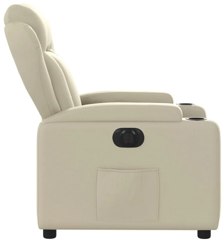 Poltrona reclinável elétrica couro artificial cor creme