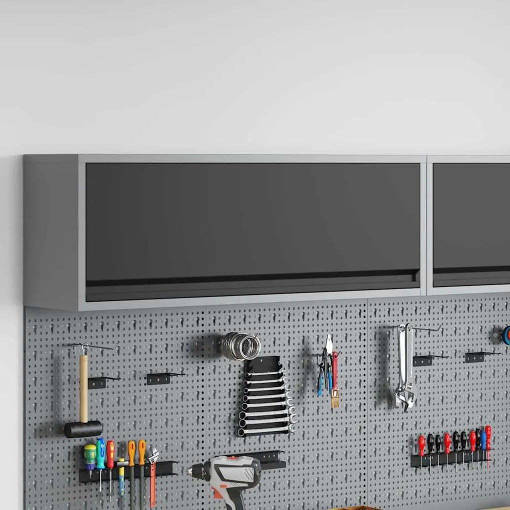 Gabinete de Ferramentas VidaXL Montado na Parede com Porta a Gás Preta 100x25x35 cm