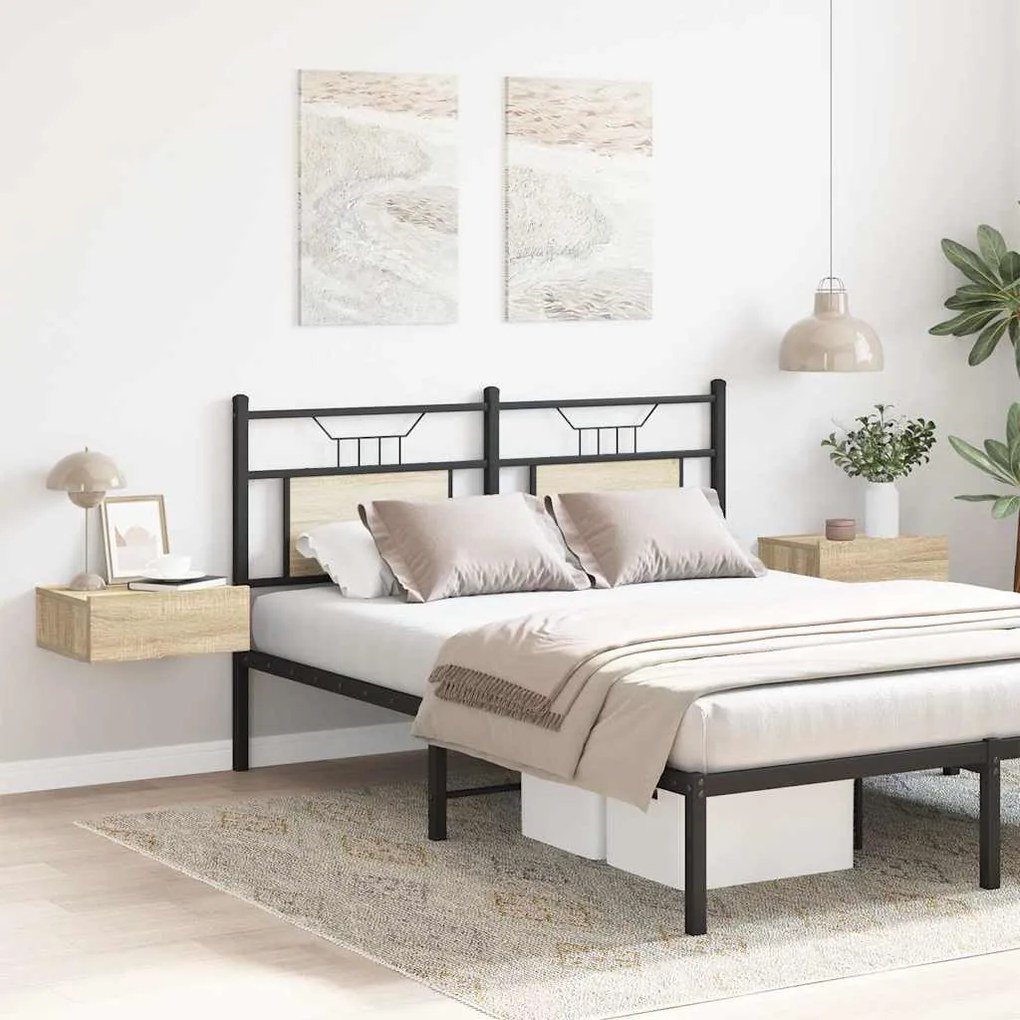 Mesa cabeceira suspensa 2 pcs derivados madeira carvalho sonoma