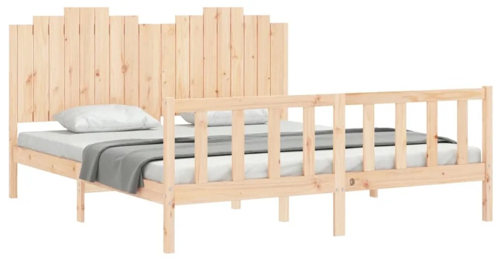 Estrutura de cama com cabeceira 180x200 cm madeira maciça