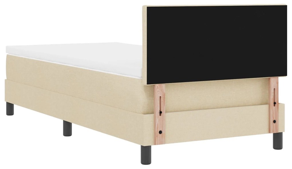 Cama Box com Colchão & LED Creme 90x190 cm Tecido