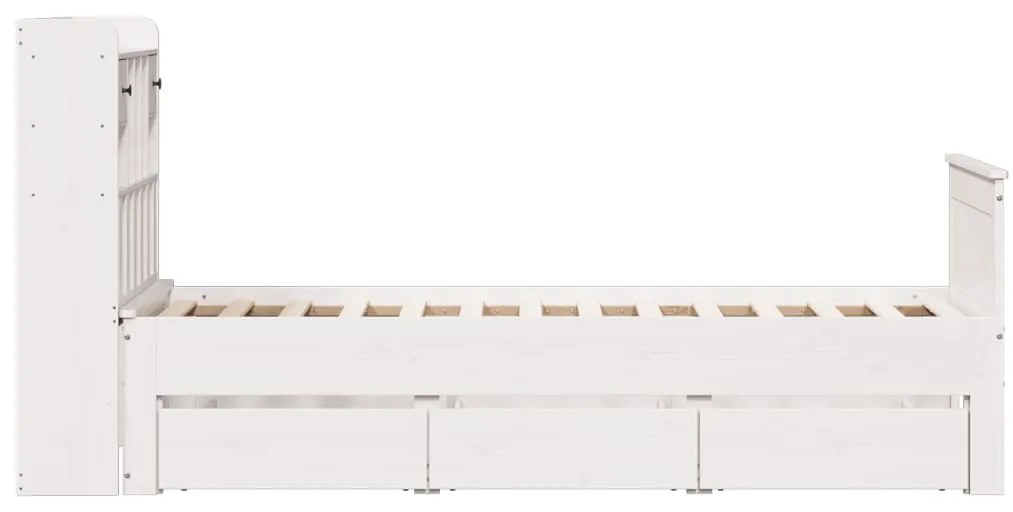 Cama com estante sem colchão 90x190 cm pinho maciço branco