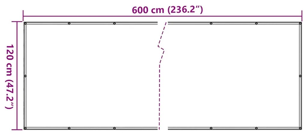 Tela de privacidade p/ varanda aspeto pedra 600x120cm PVC cinza