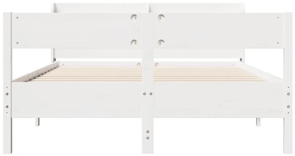 Cama sem colchão 120x200 cm madeira de pinho maciça branco