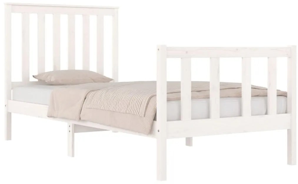 Estrutura de cama pequena solteiro 75x190cm pinho maciço branco