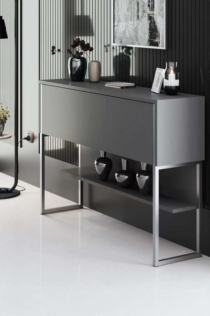 Cômoda Luxe – Prateado Antracite – 120 cm x 80 cm x 30 cm