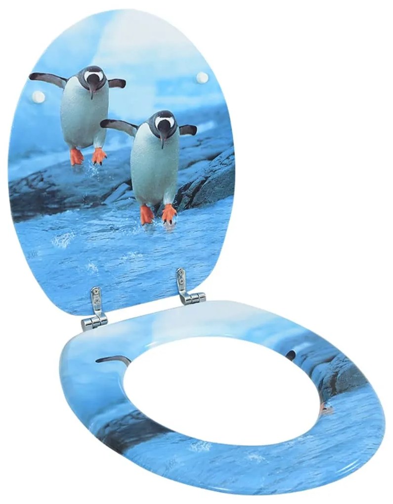 146910 vidaXL Assento de sanita com tampa MDF design pinguim