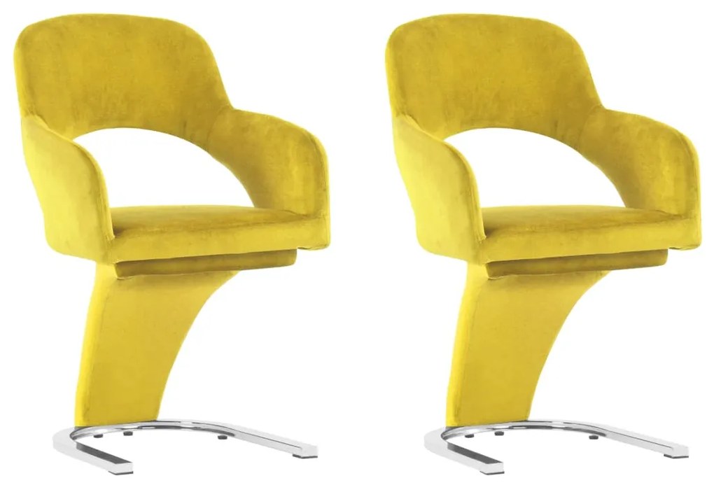 vidaXL Cadeiras de jantar 2 pcs veludo amarelo