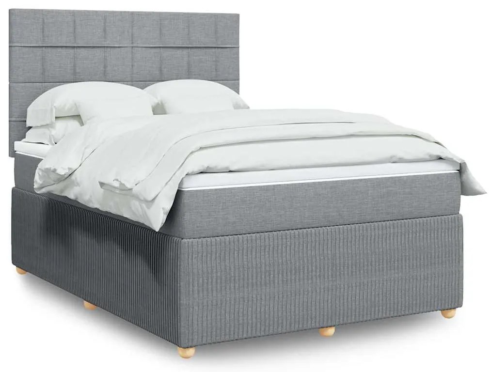 vidaXL Cama com molas/colchão 160x200 cm tecido cinzento-claro
