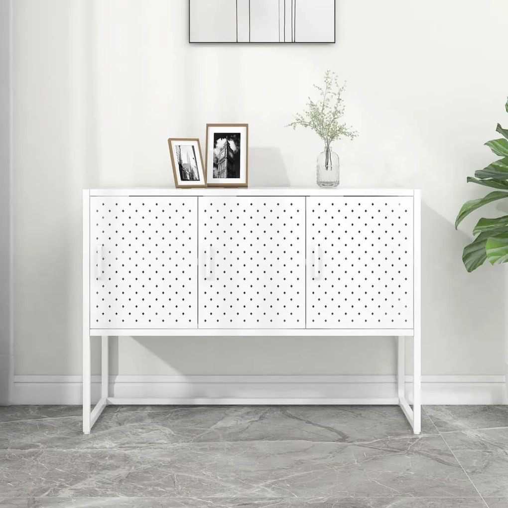 vidaXL Aparador 105x35x75 cm aço branco