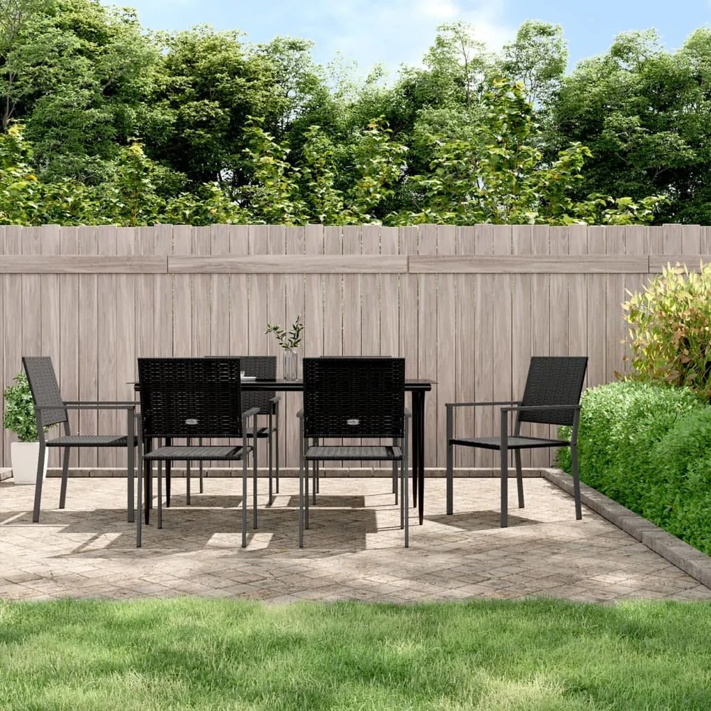 vidaXL 7 pcs conjunto de jantar p/ jardim vime PE e aço