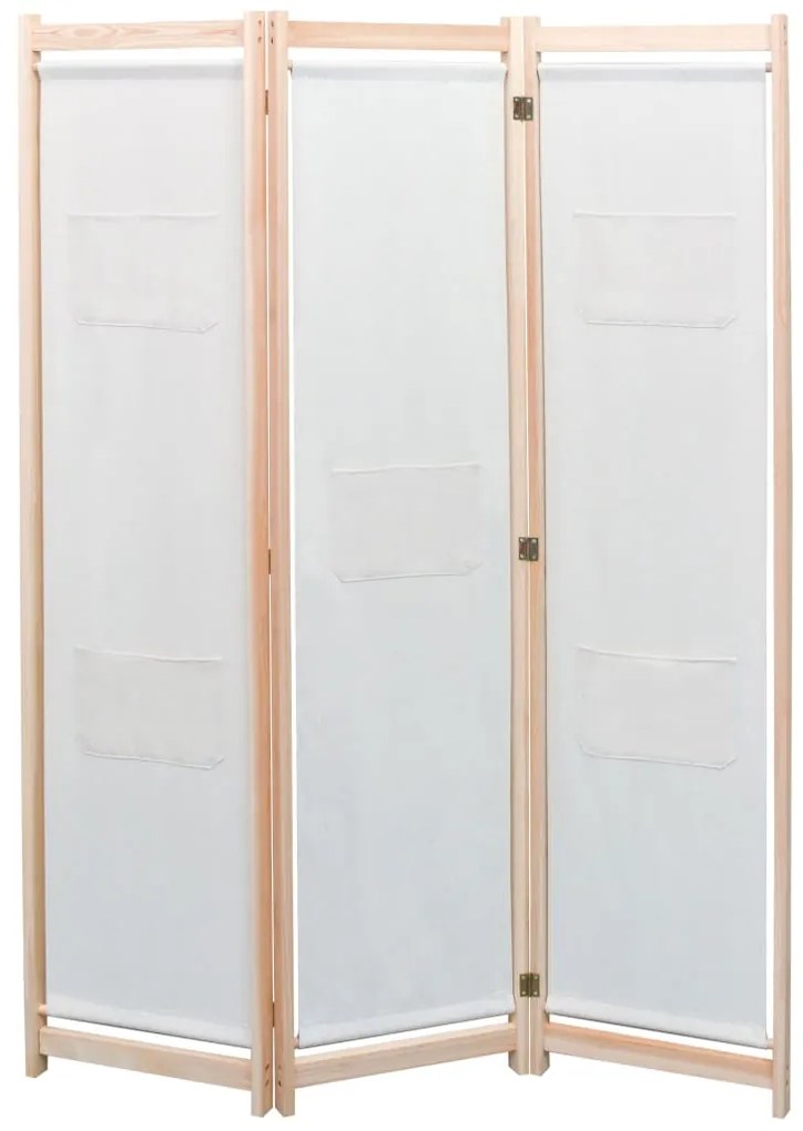 Divisória de quarto com 3 painéis 120x170x4 cm tecido creme