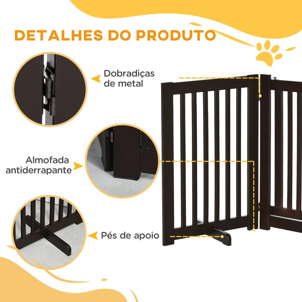 PawHut Barreira para Cães de Madeira Barreira para Animais de Estimaçã