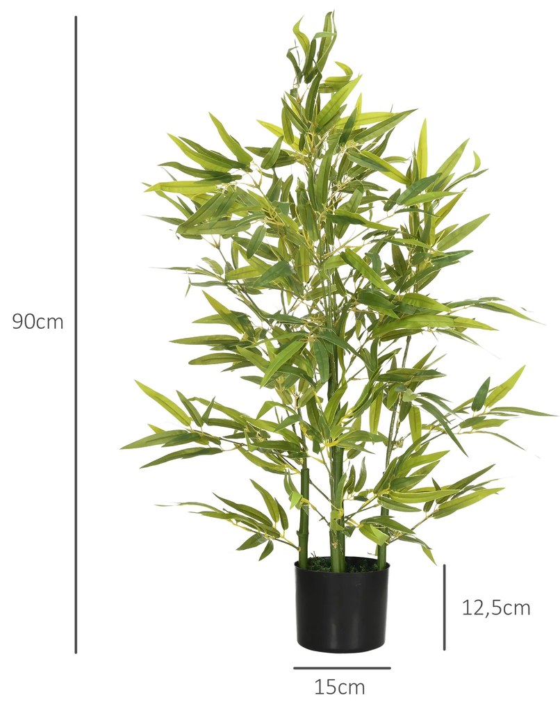 HOMCOM Conjunto de 2 Plantas Artificiais de Bambu com Vaso 90cm Bambus