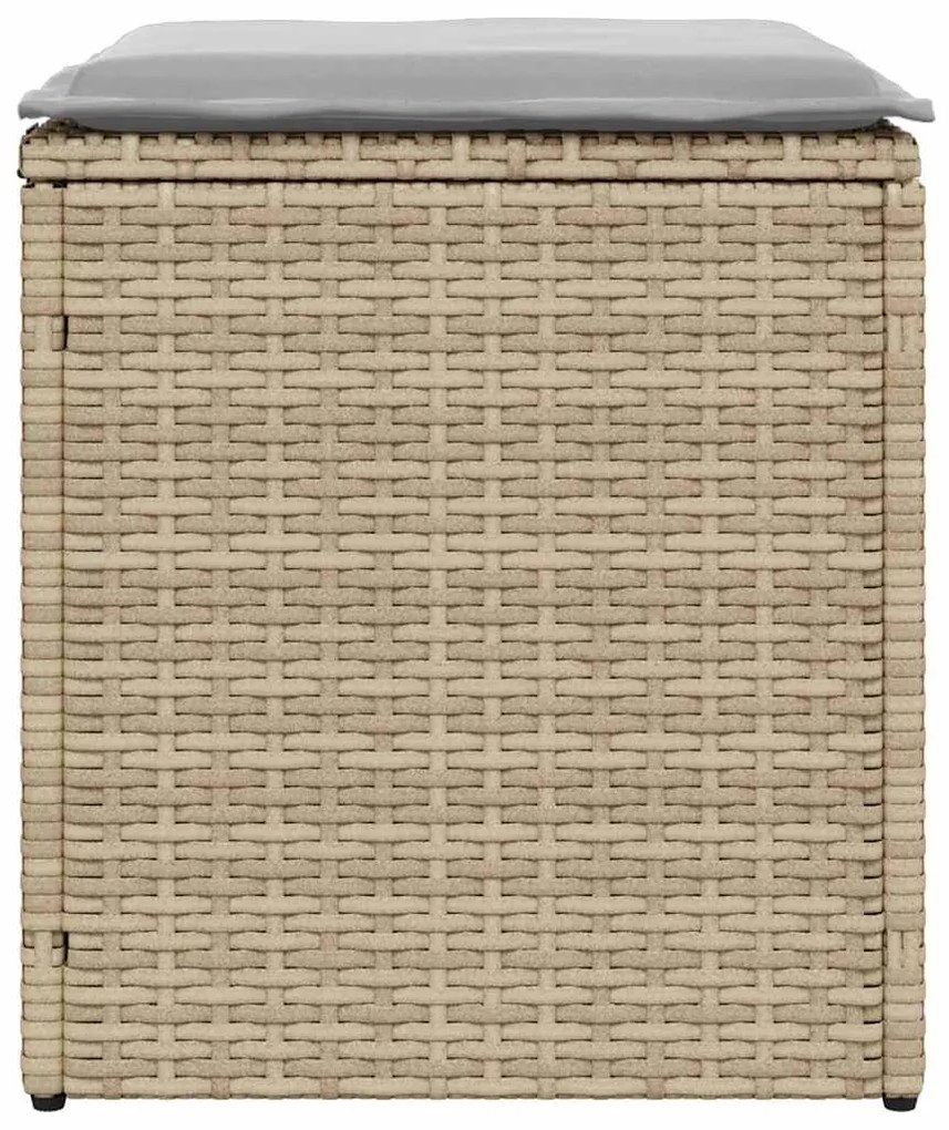 Bancos de jardim com almofadas 2 unid 40x40x43 cm vime PE bege