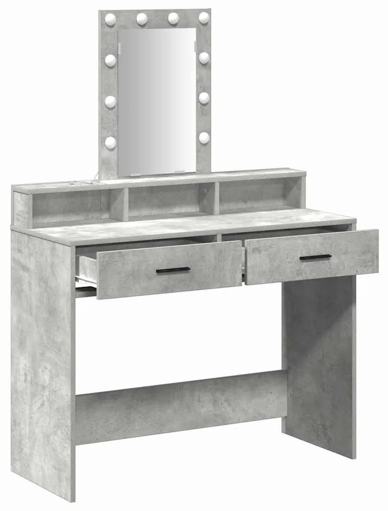 Mesa de Maquilhagem vidaXL com Luzes LED Cinza Claro 100x41x140 cm