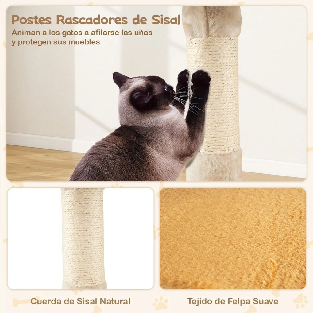 Arranhador para gatos 40 x 30 x 61 cm de interior com poleiro de pelúcia Casa Postes para arranhar de sisal Plataforma em forma de amarelo