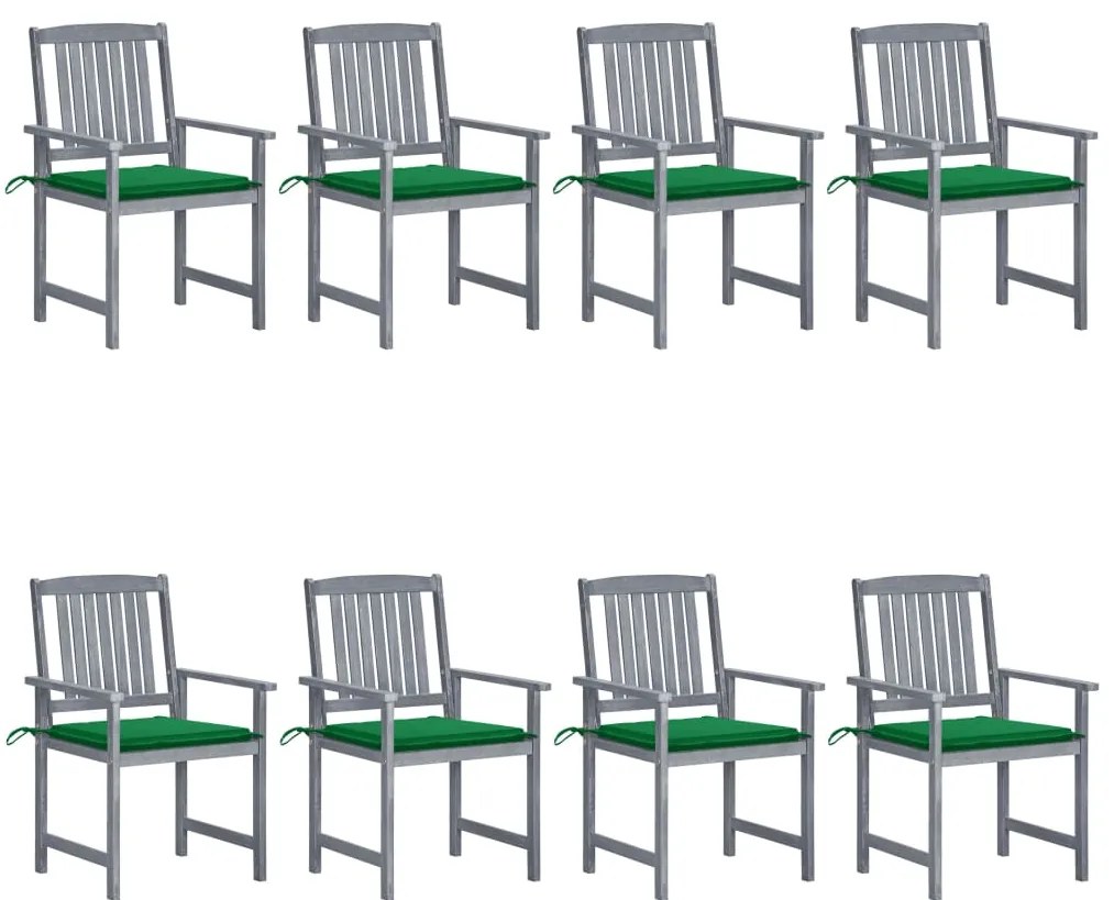 Cadeiras de jardim c/ almofadões 8 pcs acácia maciça cinzento