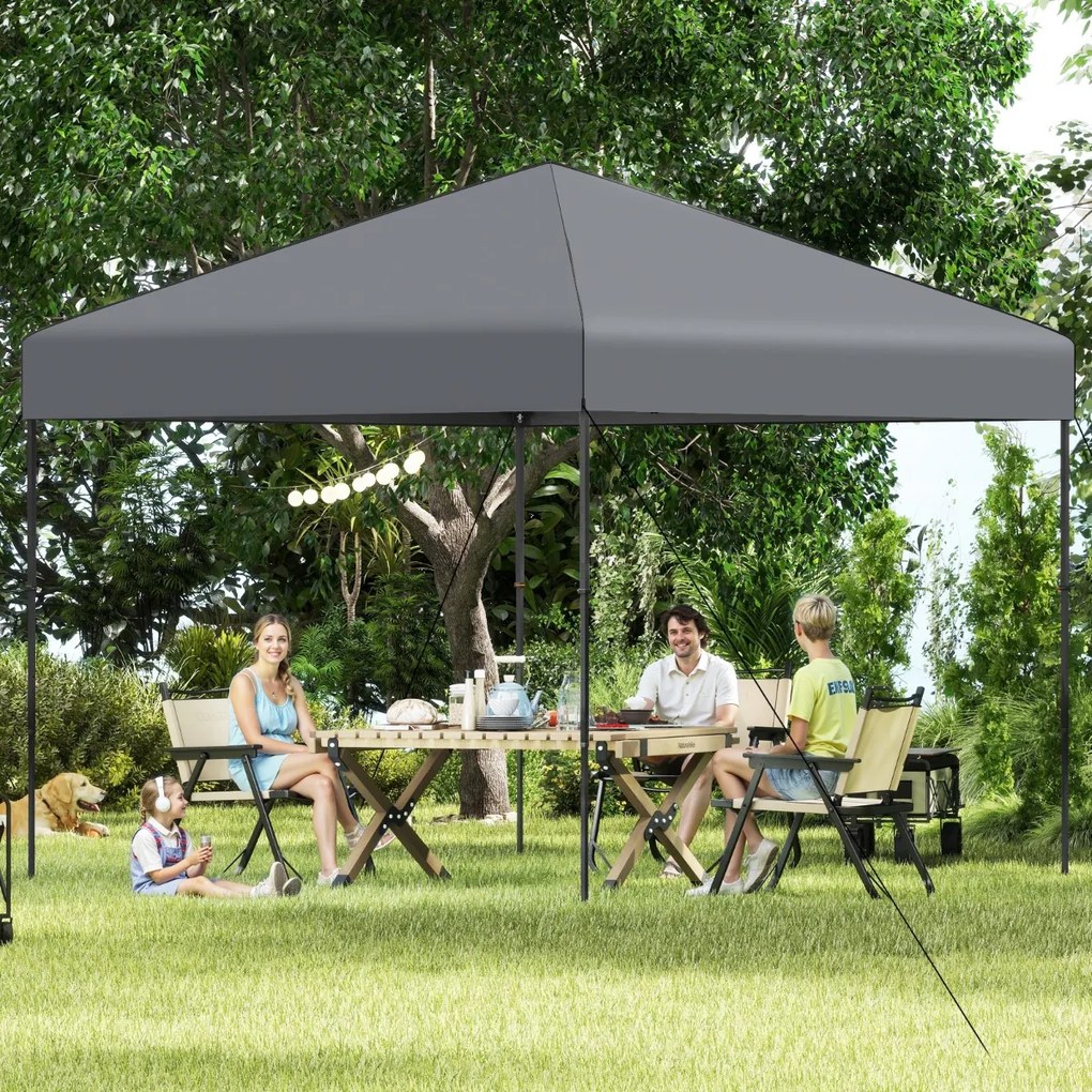 Tenda dobrável com bolsa de transporte e altura ajustável em 3 posições para jardim, festas, eventos 295 x 295 cm cinza