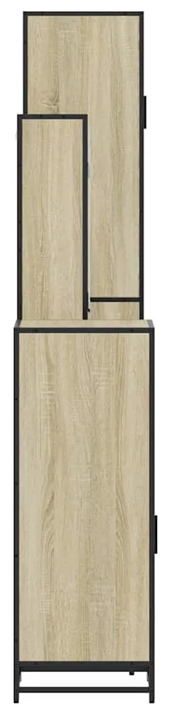4 pcs conj. móveis casa banho derivados madeira carvalho sonoma
