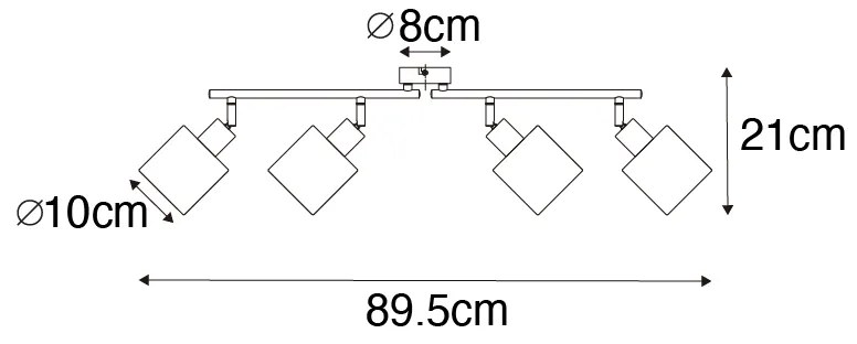 Candeeiro de tecto moderno preto 89,5cm ajustável 4 luzes - HETTA Moderno
