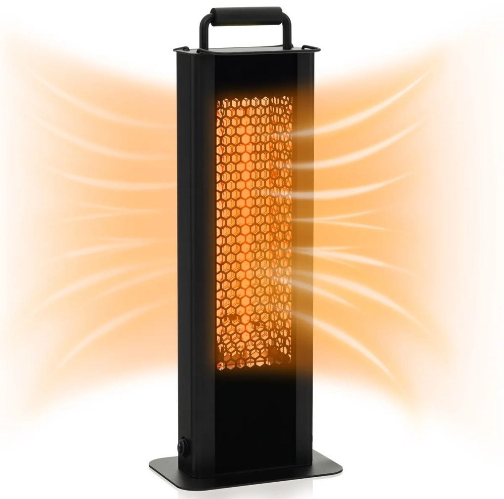 Aquecedor elétrico portátil à prova d'água de alumínio 1200W com aquecimento lateral duplo 24 x 16 x 63 cm preto