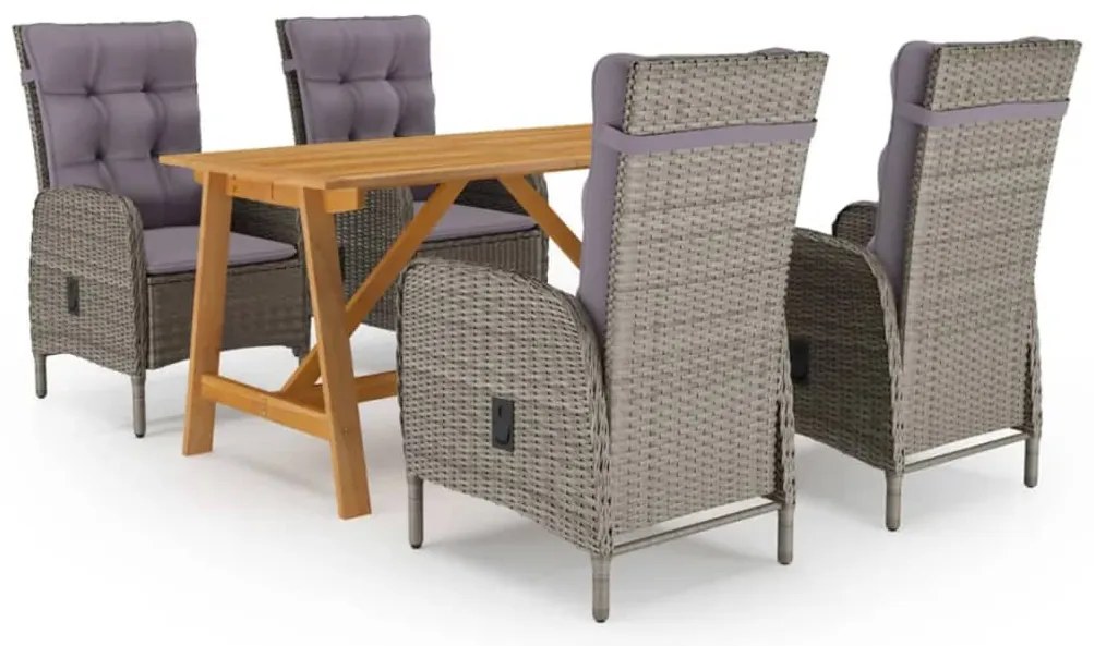 5 pcs conjunto de jantar para jardim cinzento
