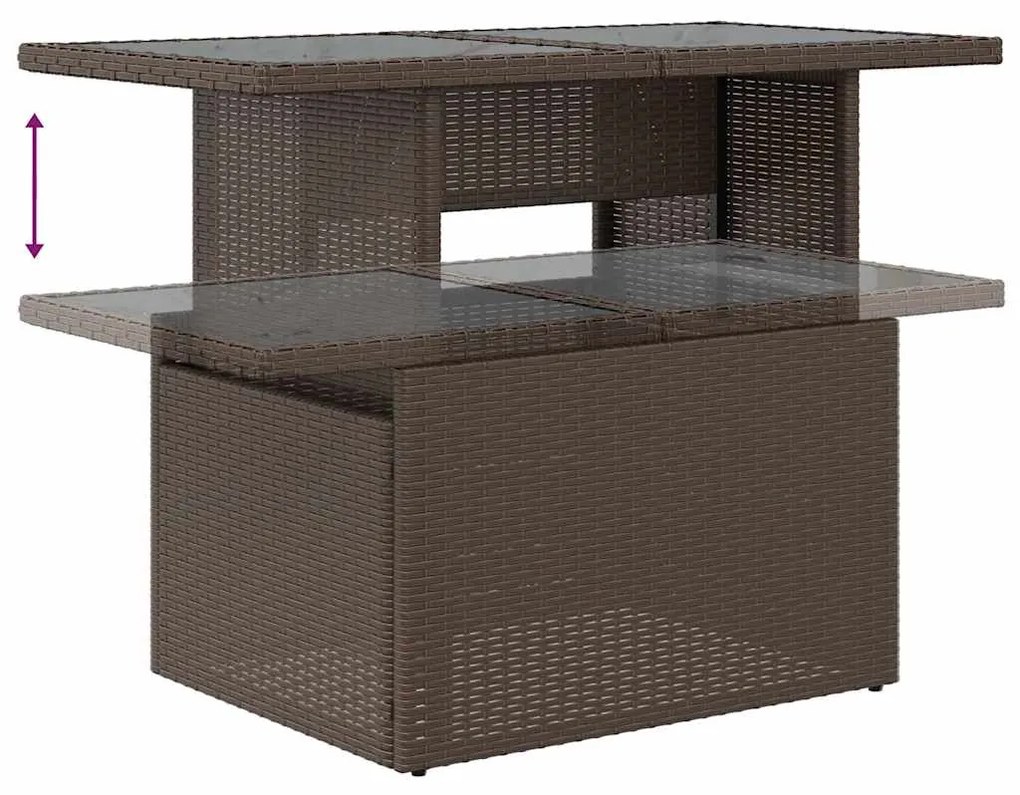 6 pcs conj. sofás jardim c/ almofadões vime PE/acácia castanho