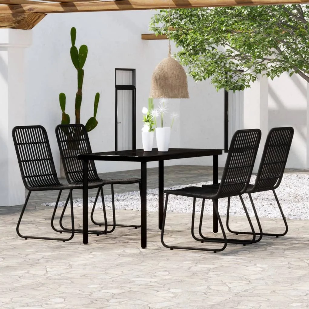 vidaXL 5 pcs Conjunto de jantar para jardim preto