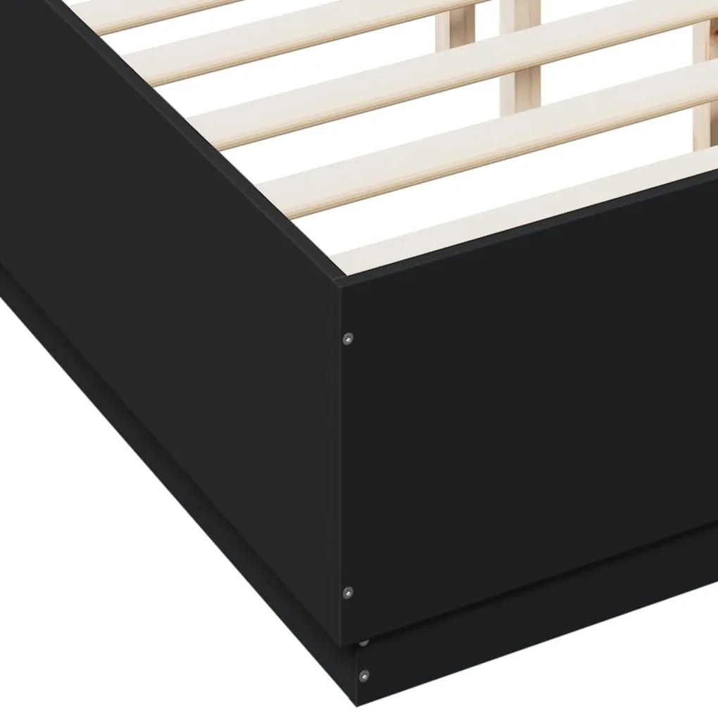 Estrutura cama c/ luzes LED 120x190 cm derivados madeira preto