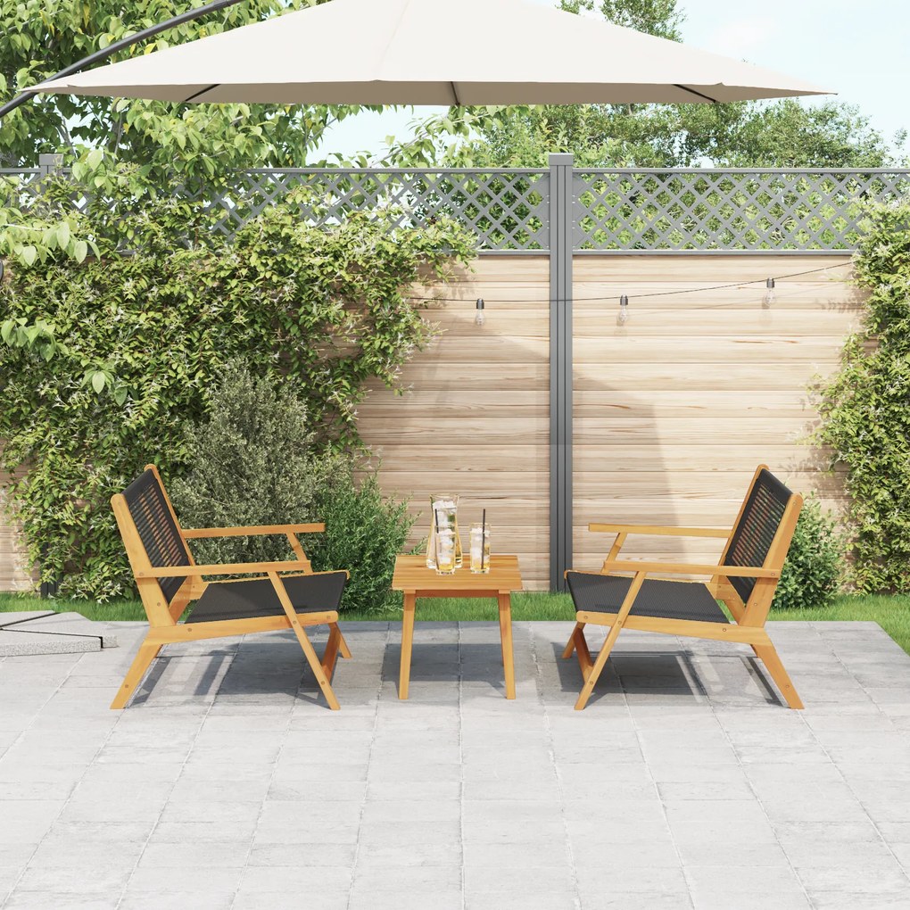 Cadeiras de Jardim com Mesa - Conjunto de 3 Peças em Madeira de Acácia