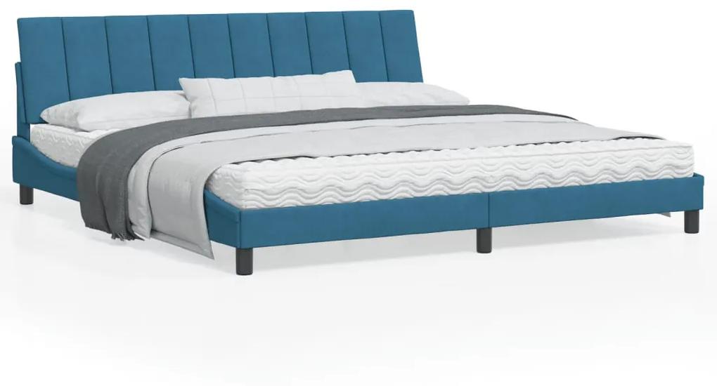 3207871 vidaXL Estrutura de cama c/ cabeceira 200x200 cm veludo azul