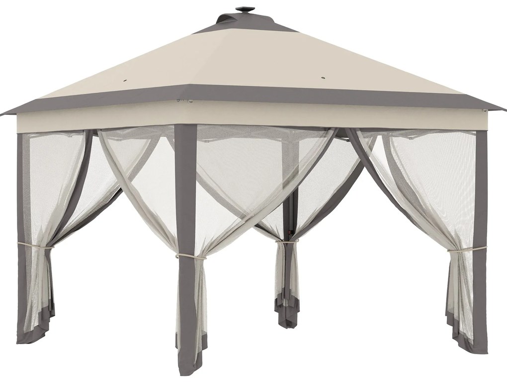 Tenda Dobrável Exterior 3,3x3,3x2,9 m com Luzes LED e Controle Remoto
