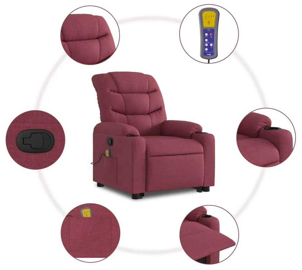 Poltrona de massagens reclin. elevatória tecido vermelho tinto