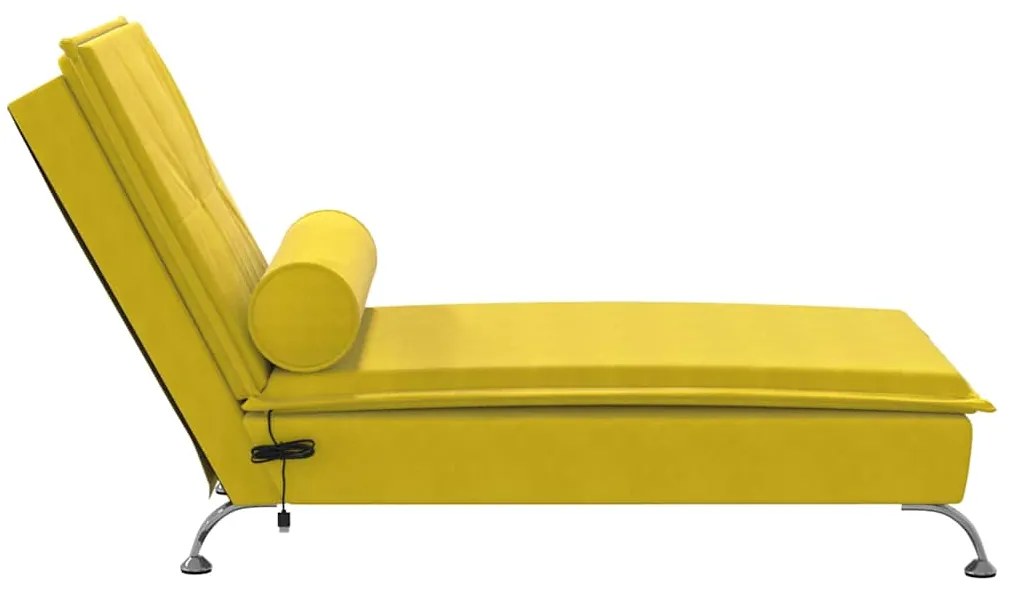 Chaise lounge de massagem com rolo veludo amarelo